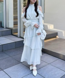 サックスブルー」に該当するワンピース（ティアード）ファッション通販