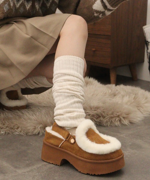 Dedes(デデス)の「Dedes 厚底 チャンキーヒール×バックベルト/スリッポン ムートン ファー シューズ(スリッポン・レディース・ブラック系2/ベージュ系1/ベージュ系2/ブラウン系2/ブラウン系1/ブラック系1・45/41/39/35/43/37)」の20枚目の写真