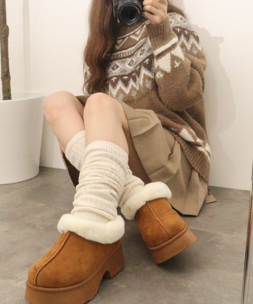 Dedes(デデス)の「Dedes 厚底 チャンキーヒール×バックベルト/スリッポン ムートン ファー シューズ(スリッポン・レディース・ブラック系2/ベージュ系1/ベージュ系2/ブラウン系2/ブラウン系1/ブラック系1・45/41/39/35/43/37)」の15枚目の写真