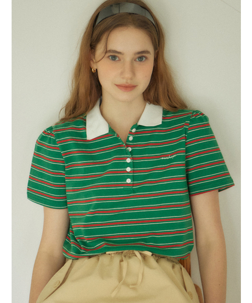 Страйп шаринг пике T‑shirt — футболка с полосой, зеленая