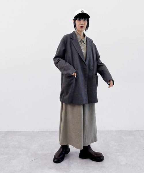niko and...（ニコアンド）の「[MODE NORM CORE] ダブルブレストジャケットアソート（テーラードジャケット・レディース・チャコール/ライトベージュ・FREE）」の9枚目の写真
