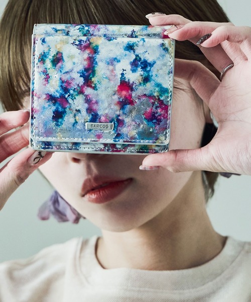 Fashion Letter（ファッションレター）の「ペイントレザーミニウォレット 二つ折り財布（財布・レディース・ブルー/ブラウン・FREE）」の2枚目の写真