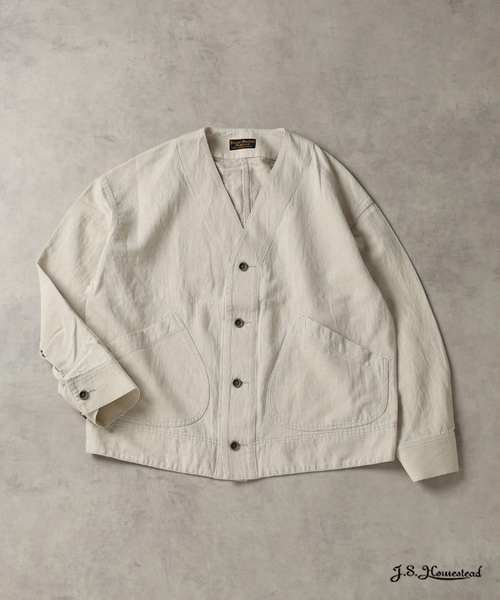 JOURNAL STANDARD J.S HOMESTEAD（ジャーナルスタンダードホームステッド）の「J.S.Homestead / コットンリネン デニム “JUDO” ブルゾン（その他アウター・メンズ・ネイビー/ブルー系その他/アイボリー・MEDIUM/LARGE）」の2枚目の写真