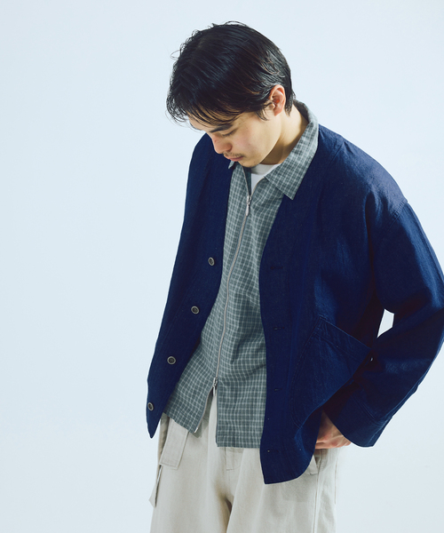 JOURNAL STANDARD J.S HOMESTEAD(ジャーナルスタンダードホームステッド)の「J.S.Homestead / コットンリネン デニム “JUDO” ブルゾン(その他アウター・メンズ・ネイビー/ブルー系その他/アイボリー・MEDIUM/LARGE)」の12枚目の写真