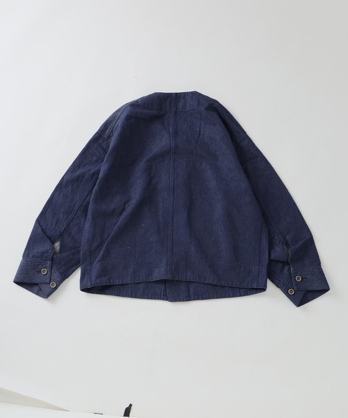 JOURNAL STANDARD J.S HOMESTEAD（ジャーナルスタンダードホームステッド）の「J.S.Homestead / コットンリネン デニム “JUDO” ブルゾン（その他アウター・メンズ・ネイビー/ブルー系その他/アイボリー・MEDIUM/LARGE）」の9枚目の写真