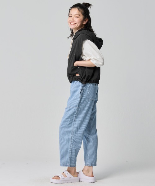 KRIFF MAYER Lady's Collection（クリフメイヤーレディースコレクション）の「撥水 ドロスト フードベスト / ミリタリーベスト / ナイロンベスト / 体型カバー / ライトアウター / セットアップ対応（ベスト・レディース・ブラック/ライトブラウン・LARGE/MEDIUM）」の7枚目の写真