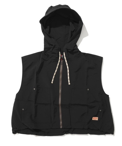 KRIFF MAYER Lady's Collection（クリフメイヤーレディースコレクション）の「撥水 ドロスト フードベスト / ミリタリーベスト / ナイロンベスト / 体型カバー / ライトアウター / セットアップ対応（ベスト・レディース・ブラック/ライトブラウン・LARGE/MEDIUM）」の15枚目の写真