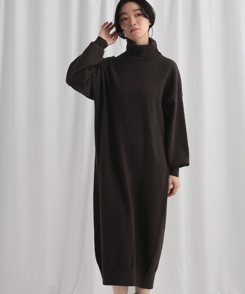 mysty woman（ミスティウーマン）の「コクーンニットワンピース 645243（ワンピース・レディース・アイボリー/ブラウン/ネイビー・FREE）」の3枚目の写真