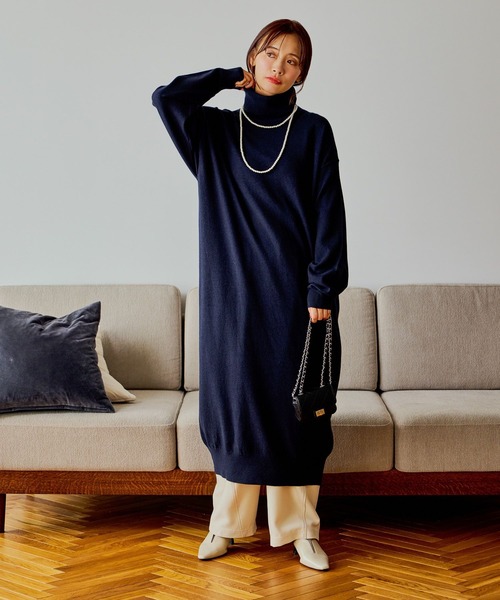 mysty woman（ミスティウーマン）の「コクーンニットワンピース 645243（ワンピース・レディース・アイボリー/ブラウン/ネイビー・FREE）」の10枚目の写真