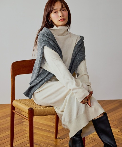 mysty woman（ミスティウーマン）の「コクーンニットワンピース 645243（ワンピース・レディース・アイボリー/ブラウン/ネイビー・FREE）」の11枚目の写真