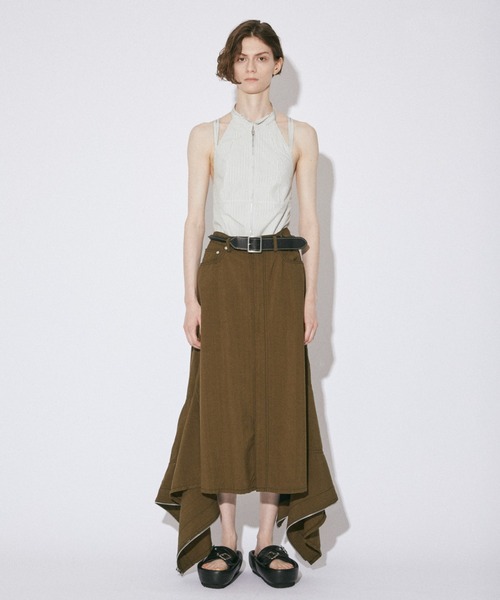 beautiful people（ビューティフルピープル）の「double-end tropical wool flare skirt（スカート・レディース・オリーブ・34/36）」の4枚目の写真