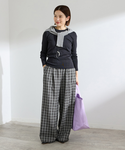 IENA（イエナ）の「ウォッシャブル ギンガムチェックイージーパンツ（その他パンツ・レディース・チャコールグレー・34/38/36）」の8枚目の写真