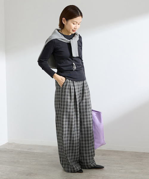 IENA（イエナ）の「ウォッシャブル ギンガムチェックイージーパンツ（その他パンツ・レディース・チャコールグレー・34/38/36）」の9枚目の写真