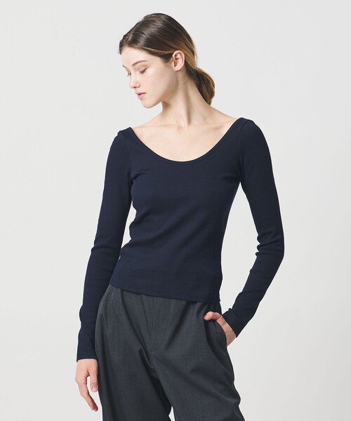 LOEFF(ロエフ)の「<LOEFF>ベアテレコ ラウンドネック ロングスリーブ(Tシャツ/カットソー・レディース・ブラック/ネイビー/ホワイト・FREE)」の5枚目の写真