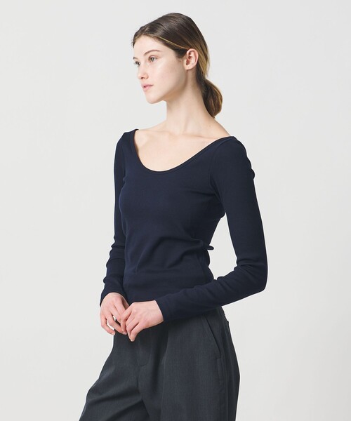 LOEFF(ロエフ)の「<LOEFF>ベアテレコ ラウンドネック ロングスリーブ(Tシャツ/カットソー・レディース・ブラック/ネイビー/ホワイト・FREE)」の7枚目の写真