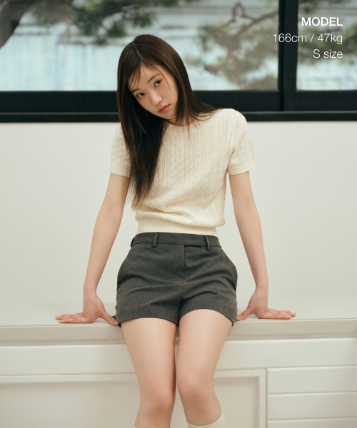 MUSINSA STANDARD WOMAN（ムシンサスタンダードウーマン）の「ウィメンズケーブルクルーネック半袖ニット[クリーム]（ニット/セーター・レディース・その他・LARGE/MEDIUM/SMALL/X-SMALL）」の8枚目の写真
