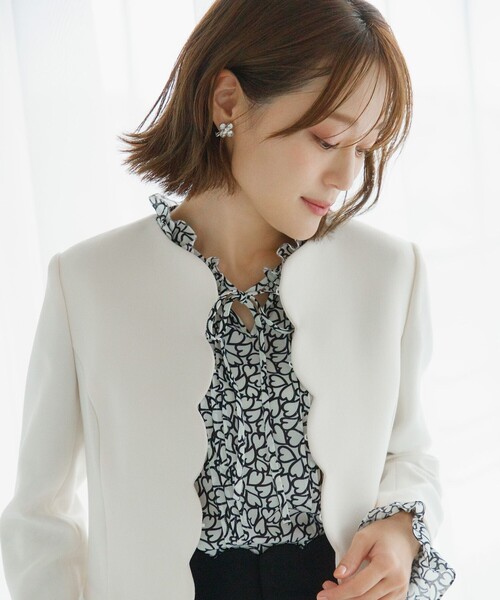 TOCCA（トッカ）の「CLOVER PROMISE ジャケット（ノーカラージャケット・レディース・ピンク系/アイボリー系・0/4）」の5枚目の写真