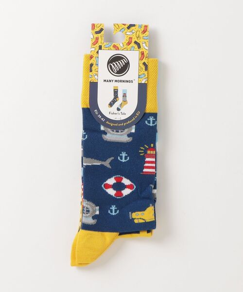 MANY MORNINGS（メニーモーニングス）の「MANY MORNINGS/メニーモーニングス REGULAR SOCKS（ソックス/靴下・メンズ・グリーン/ブルー・25-27）」の2枚目の写真