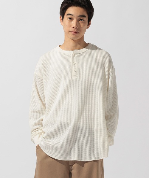 niko and...(ニコアンド)の「ワッフルヘンリーネックプルオーバー(Tシャツ/カットソー・メンズ・その他1/オフホワイト/ブラック・MEDIUM/LARGE)」の16枚目の写真