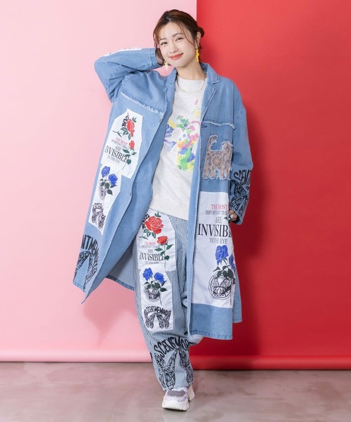 ScoLar(スカラー) アップリケ×刺繍デニムorツイルロングコート