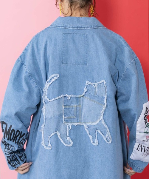 ScoLar（スカラー）の「ScoLar(スカラー) アップリケ×刺繍デニムorツイルロングコート（チェスターコート・レディース・ベージュ/ブルー・MEDIUM）」の15枚目の写真