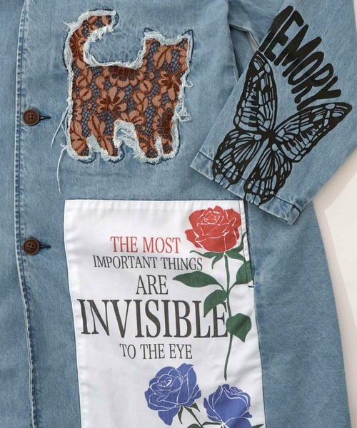 ScoLar（スカラー）の「ScoLar(スカラー) アップリケ×刺繍デニムorツイルロングコート（チェスターコート・レディース・ベージュ/ブルー・MEDIUM）」の18枚目の写真