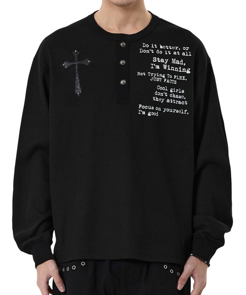 OY（オーワイ）の「『OY/オーワイ』BLESSED HENLEY L/S TOP/ブレストヘンリー長袖カットソー（Tシャツ/カットソー・レディース・ブラック/アイボリー・L/M）」の3枚目の写真