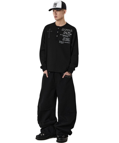 OY（オーワイ）の「『OY/オーワイ』BLESSED HENLEY L/S TOP/ブレストヘンリー長袖カットソー（Tシャツ/カットソー・レディース・ブラック/アイボリー・L/M）」の9枚目の写真