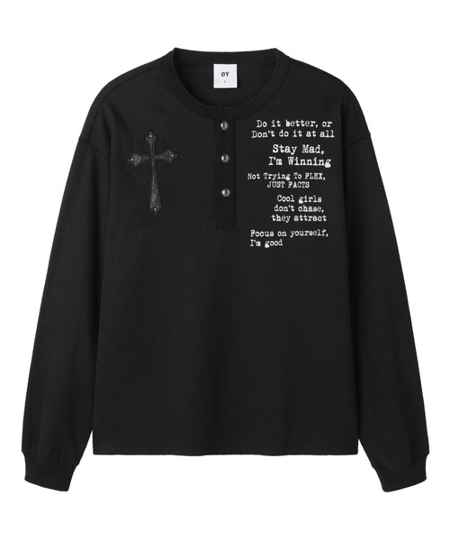 OY（オーワイ）の「『OY/オーワイ』BLESSED HENLEY L/S TOP/ブレストヘンリー長袖カットソー（Tシャツ/カットソー・レディース・ブラック/アイボリー・L/M）」の17枚目の写真