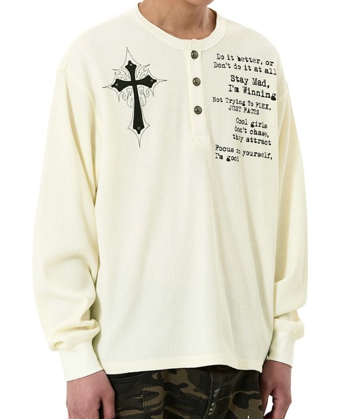OY（オーワイ）の「『OY/オーワイ』BLESSED HENLEY L/S TOP/ブレストヘンリー長袖カットソー（Tシャツ/カットソー・レディース・ブラック/アイボリー・L/M）」の11枚目の写真