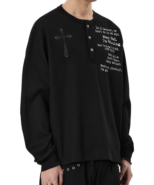 OY（オーワイ）の「『OY/オーワイ』BLESSED HENLEY L/S TOP/ブレストヘンリー長袖カットソー（Tシャツ/カットソー・レディース・ブラック/アイボリー・L/M）」の4枚目の写真