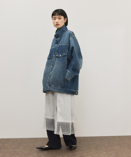 ADAM ET ROPE'（アダムエロペ）の「【WEB限定】スタンドネックデニムジャケット（デニムジャケット・レディース・サックスブルー/ブルー・FREE）」の6枚目の写真