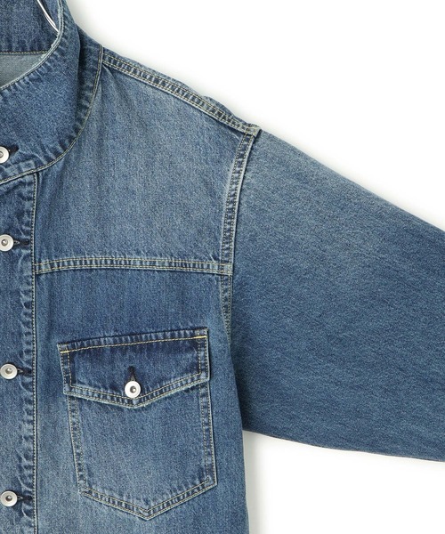 ADAM ET ROPE'（アダムエロペ）の「【WEB限定】スタンドネックデニムジャケット（デニムジャケット・レディース・サックスブルー/ブルー・FREE）」の18枚目の写真