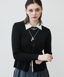 MONOe（モノエ）の「【レイヤード風】シャツドッキングZIPリブカーディガン（カーディガン/ボレロ）」