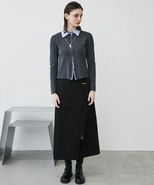 MONOe(モノエ)の「【レイヤード風】シャツドッキングZIPリブカーディガン(カーディガン/ボレロ・レディース・グレー/アイボリー/ブラック・FREE)」の17枚目の写真
