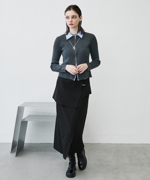MONOe(モノエ)の「【レイヤード風】シャツドッキングZIPリブカーディガン(カーディガン/ボレロ・レディース・グレー/アイボリー/ブラック・FREE)」の18枚目の写真