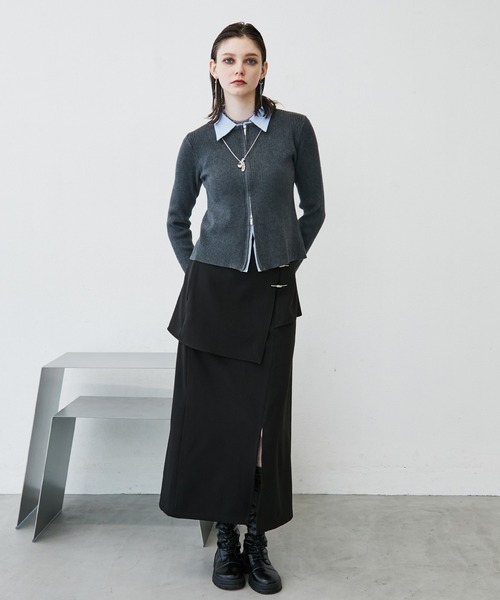 MONOe(モノエ)の「【レイヤード風】シャツドッキングZIPリブカーディガン(カーディガン/ボレロ・レディース・グレー/アイボリー/ブラック・FREE)」の19枚目の写真