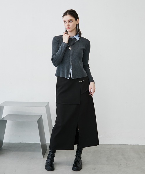 MONOe(モノエ)の「【レイヤード風】シャツドッキングZIPリブカーディガン(カーディガン/ボレロ・レディース・グレー/アイボリー/ブラック・FREE)」の21枚目の写真