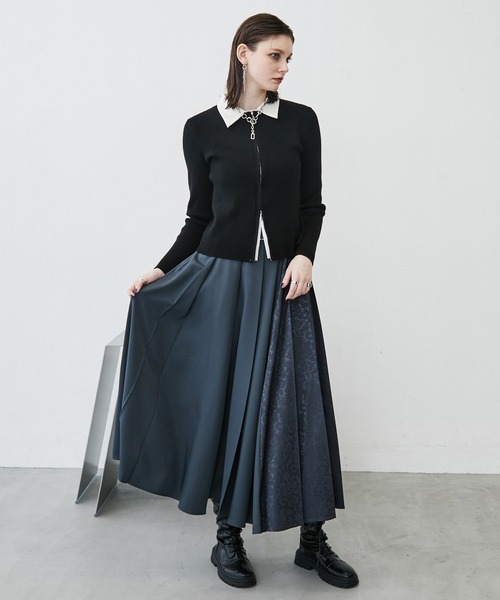 MONOe(モノエ)の「【レイヤード風】シャツドッキングZIPリブカーディガン(カーディガン/ボレロ・レディース・グレー/アイボリー/ブラック・FREE)」の9枚目の写真