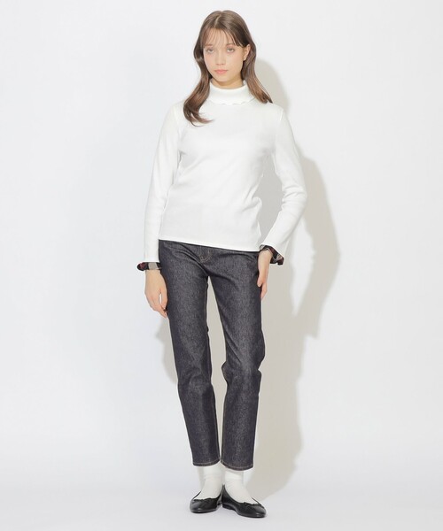 CB CRESTBRIDGE(シービークレストブリッジ)の「【Quiet checkシリーズ】ハイネックインナー(Tシャツ/カットソー・レディース・オフホワイト/ダークネイビー/ホワイト系その他・M)」の4枚目の写真