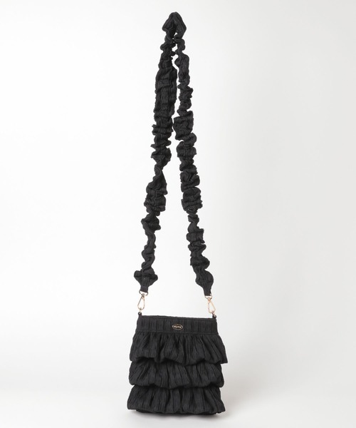 tiny tiny（ティニーティニー）の「フリルミニショルダーバッグ[tiny tiny(ティニーティニー)]（ショルダーバッグ・レディース・チャコール/ホワイト・0）」の3枚目の写真