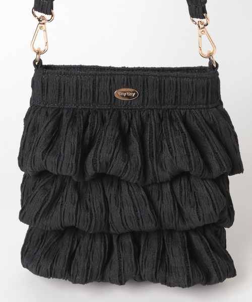 tiny tiny（ティニーティニー）の「フリルミニショルダーバッグ[tiny tiny(ティニーティニー)]（ショルダーバッグ・レディース・チャコール/ホワイト・0）」の10枚目の写真