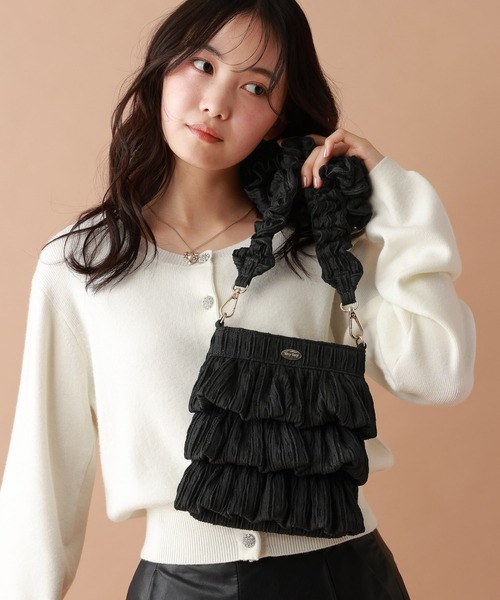 tiny tiny（ティニーティニー）の「フリルミニショルダーバッグ[tiny tiny(ティニーティニー)]（ショルダーバッグ・レディース・チャコール/ホワイト・0）」の20枚目の写真