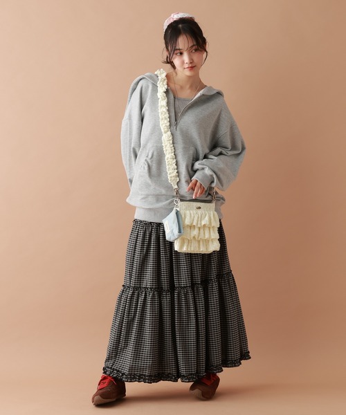 tiny tiny（ティニーティニー）の「フリルミニショルダーバッグ[tiny tiny(ティニーティニー)]（ショルダーバッグ・レディース・チャコール/ホワイト・0）」の19枚目の写真