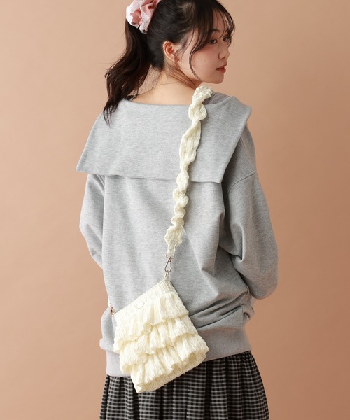 tiny tiny（ティニーティニー）の「フリルミニショルダーバッグ[tiny tiny(ティニーティニー)]（ショルダーバッグ・レディース・チャコール/ホワイト・0）」の17枚目の写真