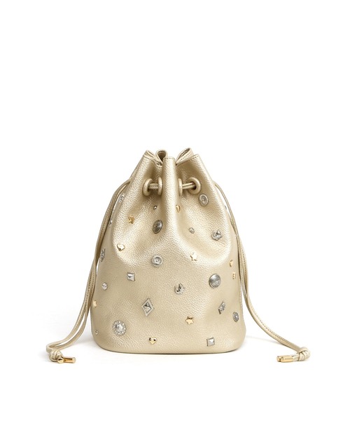 kakatoo（カカトゥ）の「カカトゥ kakatoo / WEB限定ビジューミックスチャーム ドロストバッグ（ショルダーバッグ・レディース・ブラック/ゴールド/アイボリー・FREE）」の17枚目の写真