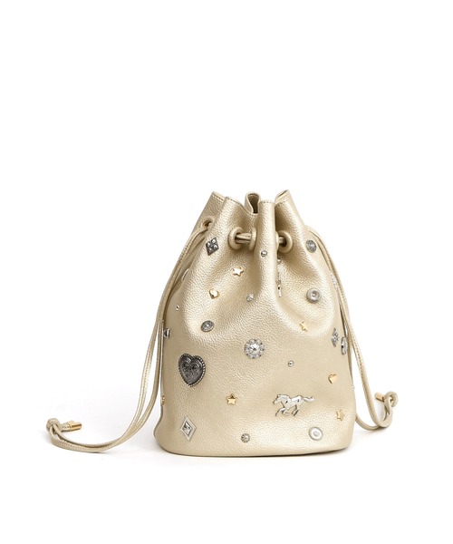 kakatoo（カカトゥ）の「カカトゥ kakatoo / WEB限定ビジューミックスチャーム ドロストバッグ（ショルダーバッグ・レディース・ブラック/ゴールド/アイボリー・FREE）」の18枚目の写真