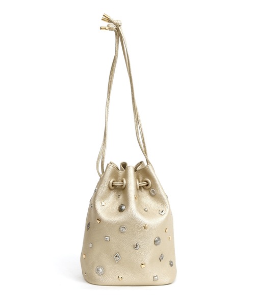 kakatoo（カカトゥ）の「カカトゥ kakatoo / WEB限定ビジューミックスチャーム ドロストバッグ（ショルダーバッグ・レディース・ブラック/ゴールド/アイボリー・FREE）」の20枚目の写真