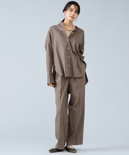 Liesse(リエス)の「バンドカラーロングシャツ(シャツ/ブラウス・レディース・ライトベージュ・FREE)」の9枚目の写真