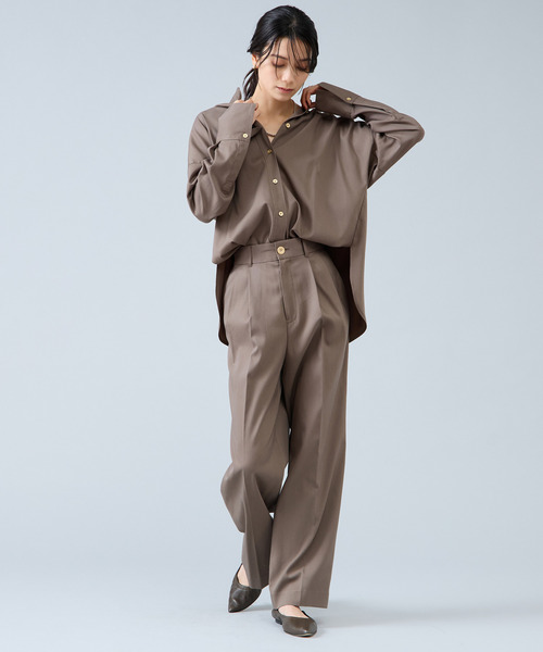 Liesse(リエス)の「バンドカラーロングシャツ(シャツ/ブラウス・レディース・ライトベージュ・FREE)」の14枚目の写真